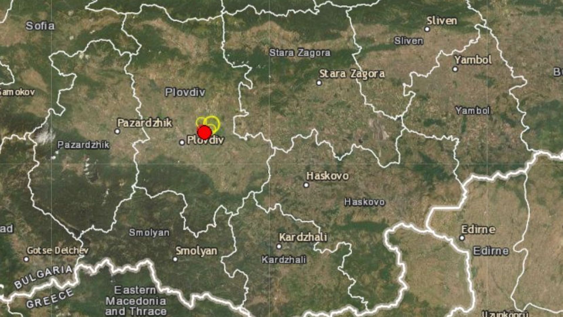 Европейският сеизмологичен център съобщи, че на 12 километра от Пловдив