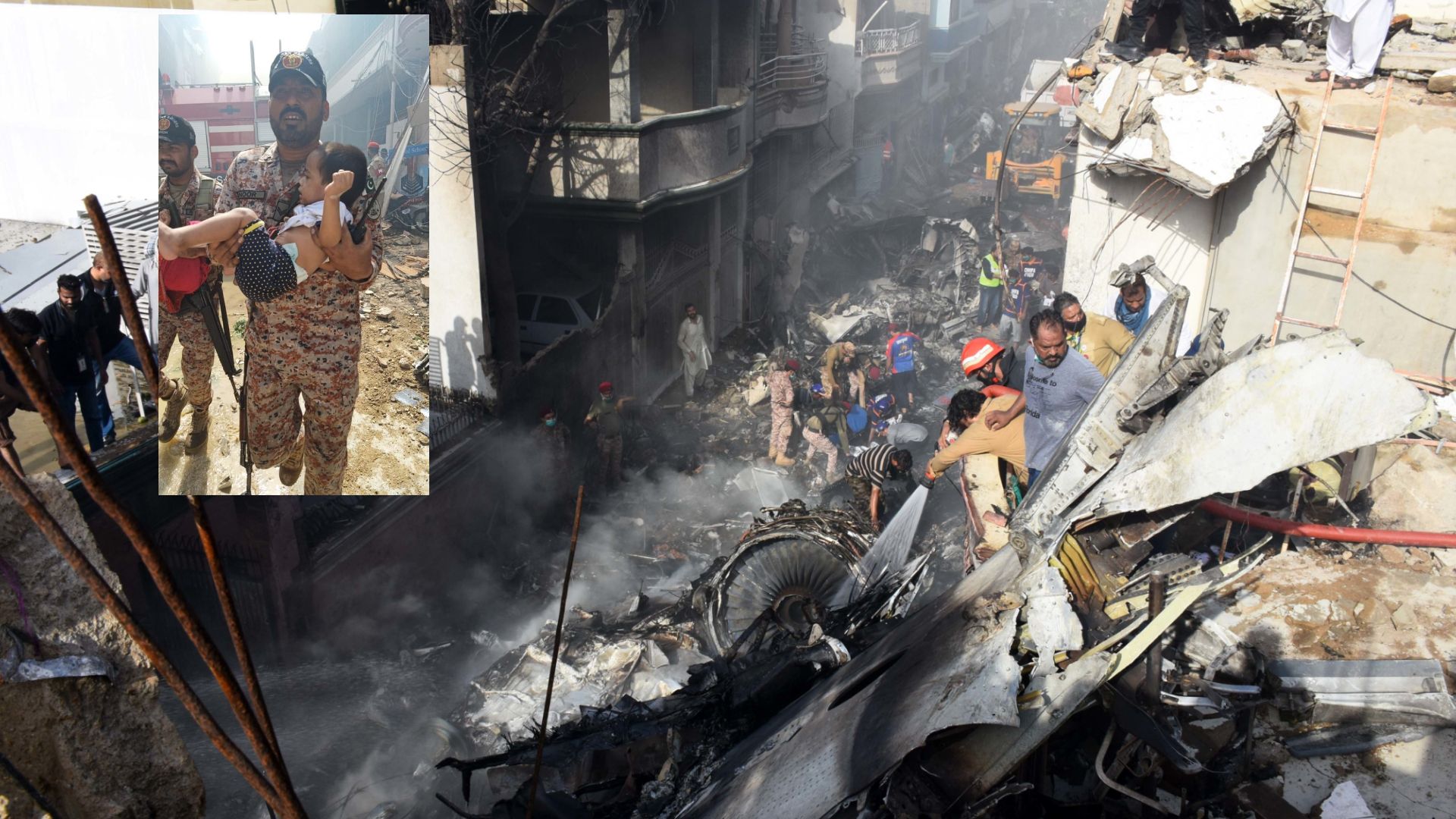 Извадиха две живи бебета от руините след самолетната катастрофа в Карачи (снимки, видео)