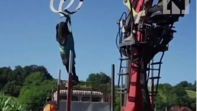 Подпалиха дървената статуя на Мелания Тръмп в Словения (видео)