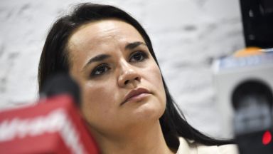 Бившият кандидат президент на Беларус Светлана Тихановска разговаря във Вилнюс с