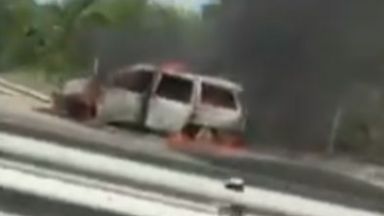 Кола се запали на автомагистрала Тракия Инцидентът е станал на
