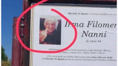 Некролог на 84 годишна италианка починала на 18 август в градчето