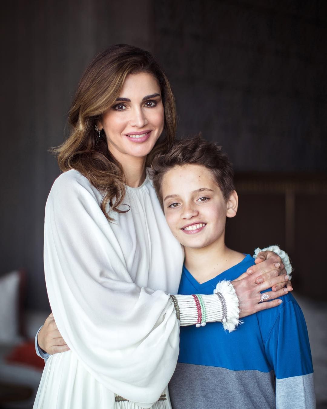 Кралица Риния със сина си принц Хашим