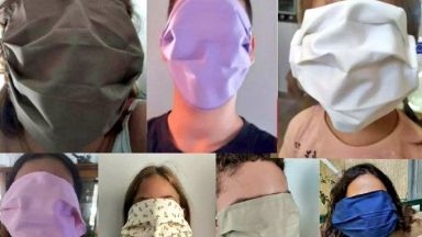 Огромни маски които покриват цялото лице получиха част от учениците