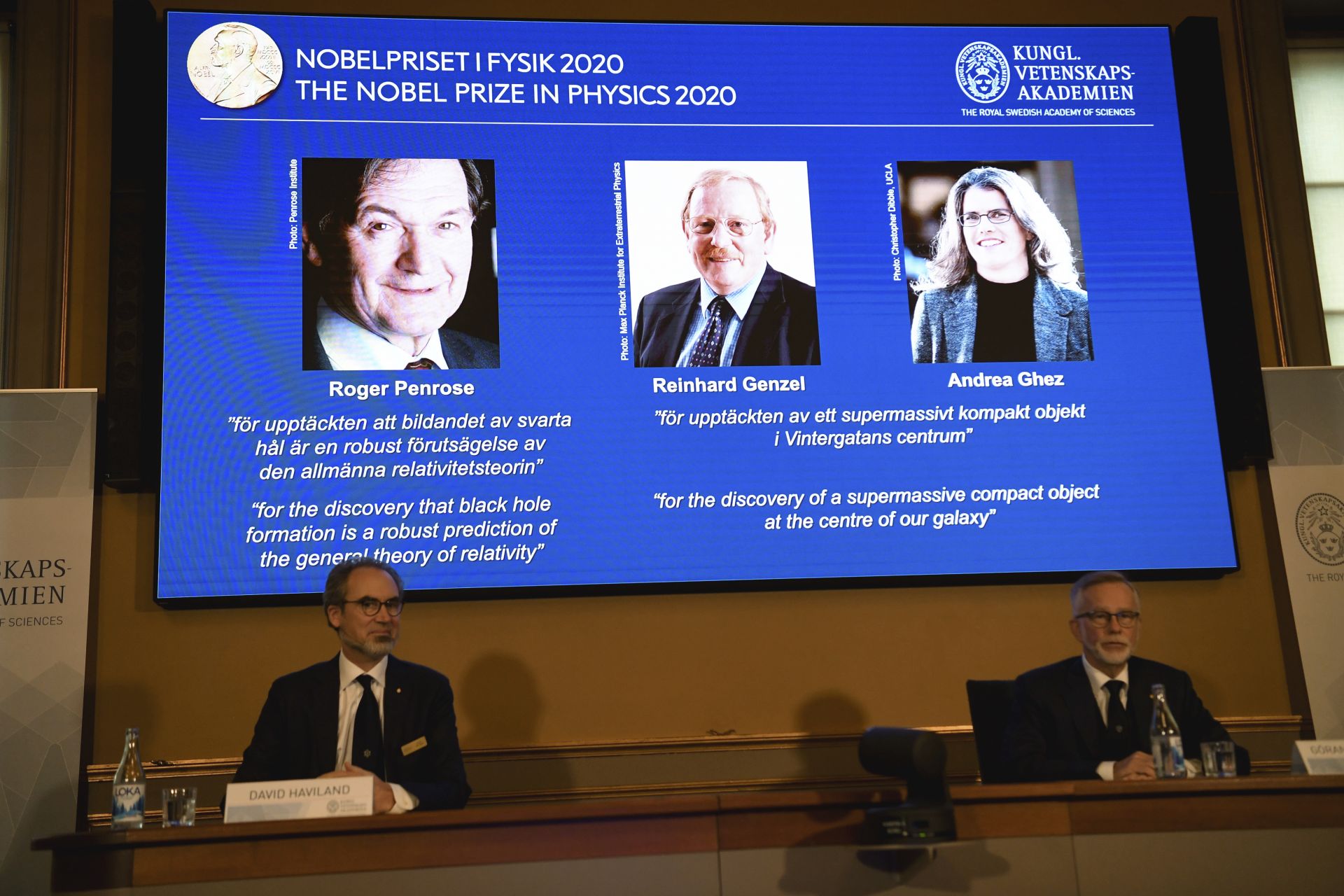 Британецът Роджър Пенроуз, германецът Райнхард Генцел и американката Андреа Гец спечелиха Нобелова награда за физика
