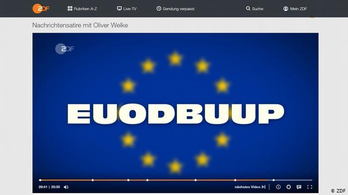 Скрийншот от предаването "Heute Show" по ZDF: съкращението означава "ЕС без смахнатите Унгария и Полша"