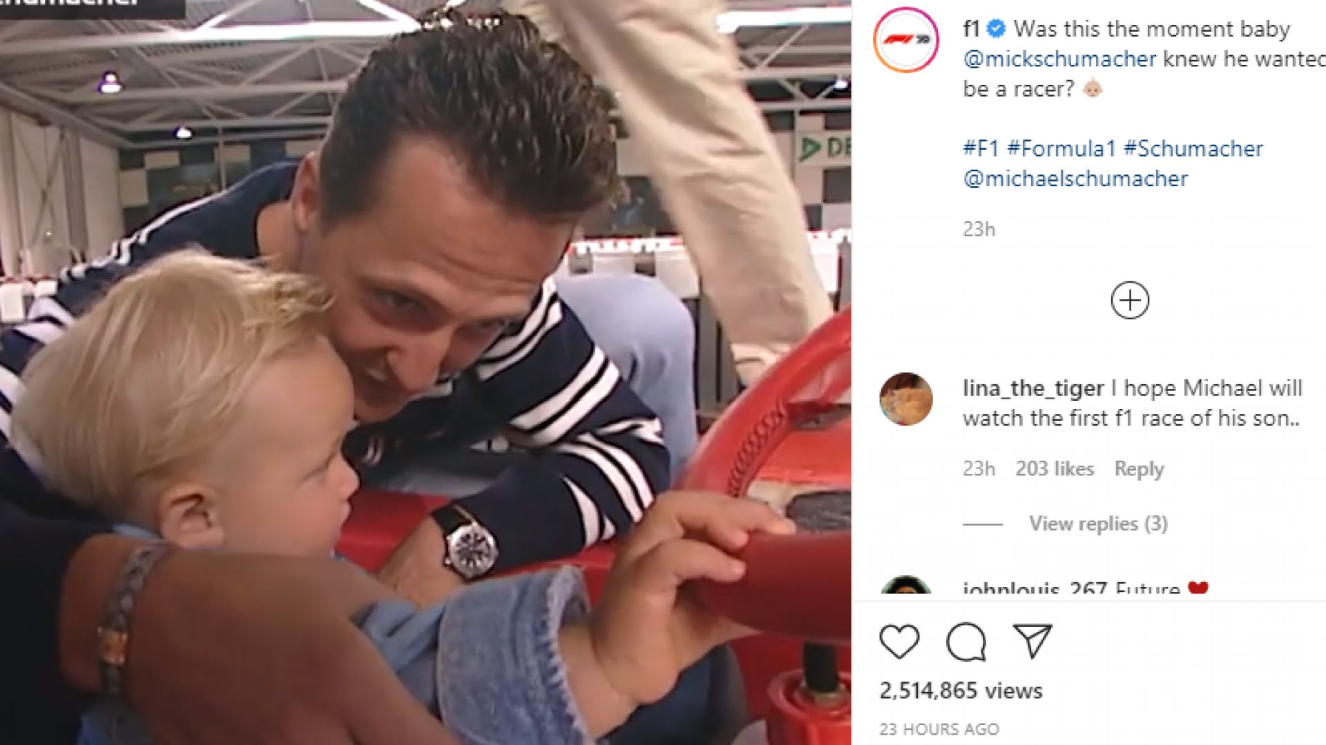 Формула 1 пусна трогателно видео с Михаел и Мик Шумахер