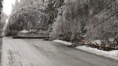 Паднал бетонен електрически стълб блокира движението на пътя от София