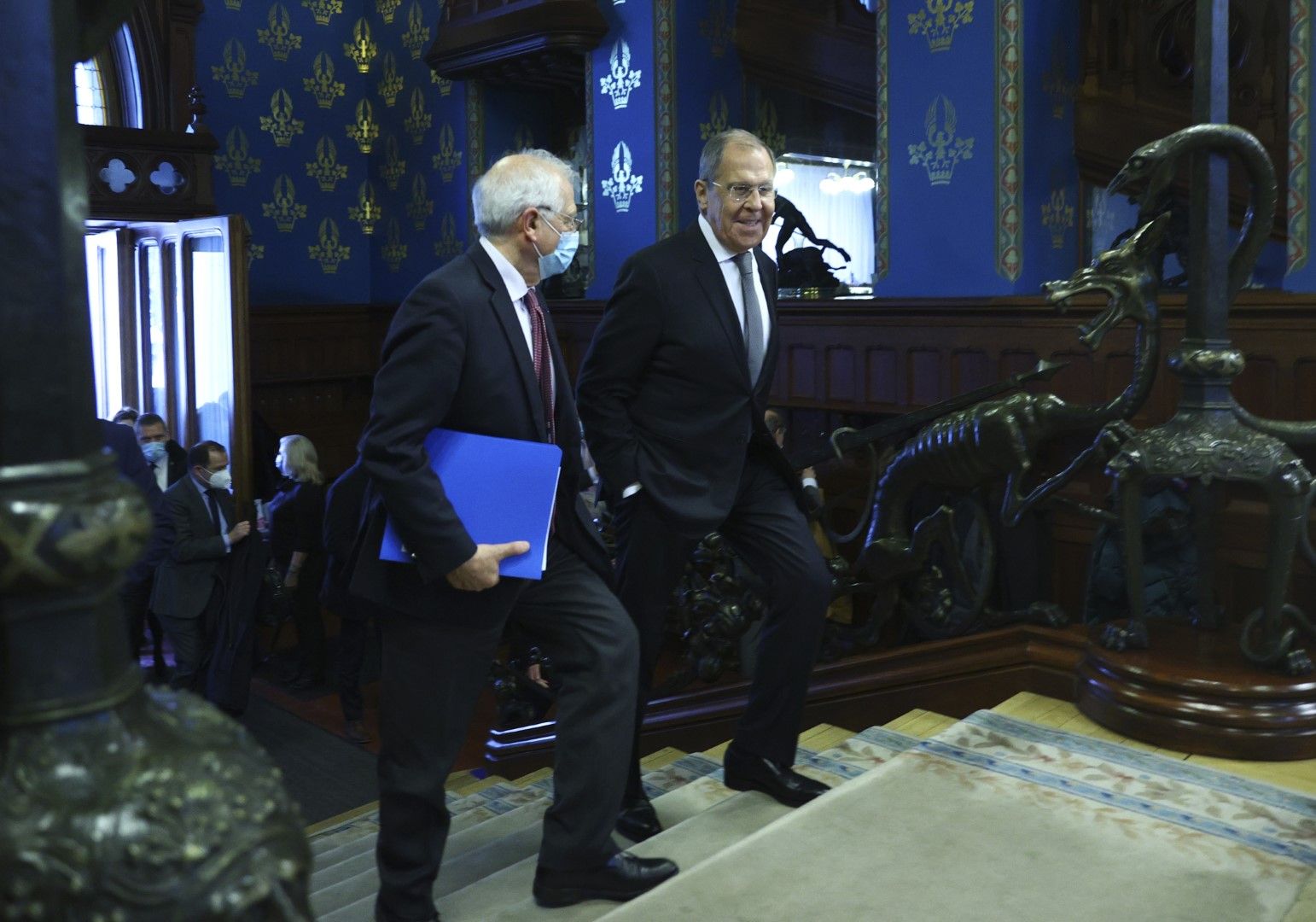Жозеп Борел и Сергей Лавров по време на срещата им в Москва на 5 февруари 2021 г.
