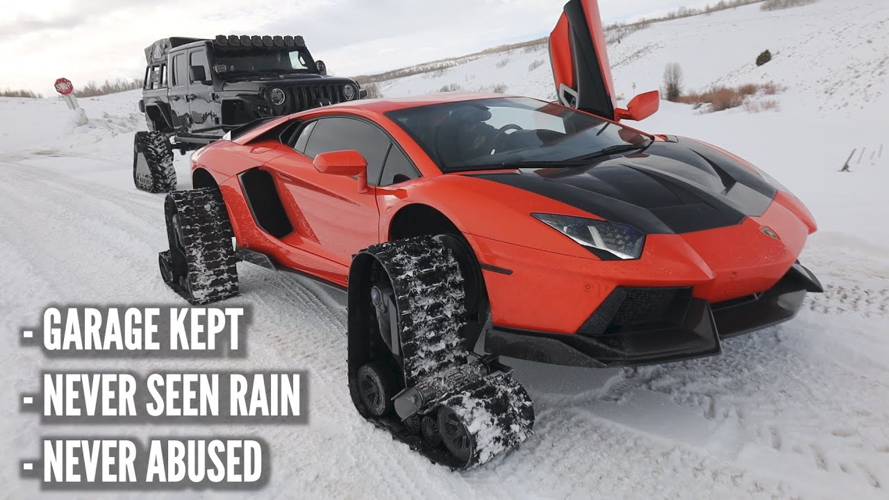 Lamborghini Aventador замени гумите си с вериги (видео)