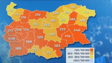 Половин България отново е в червената зона по заболеваемост от