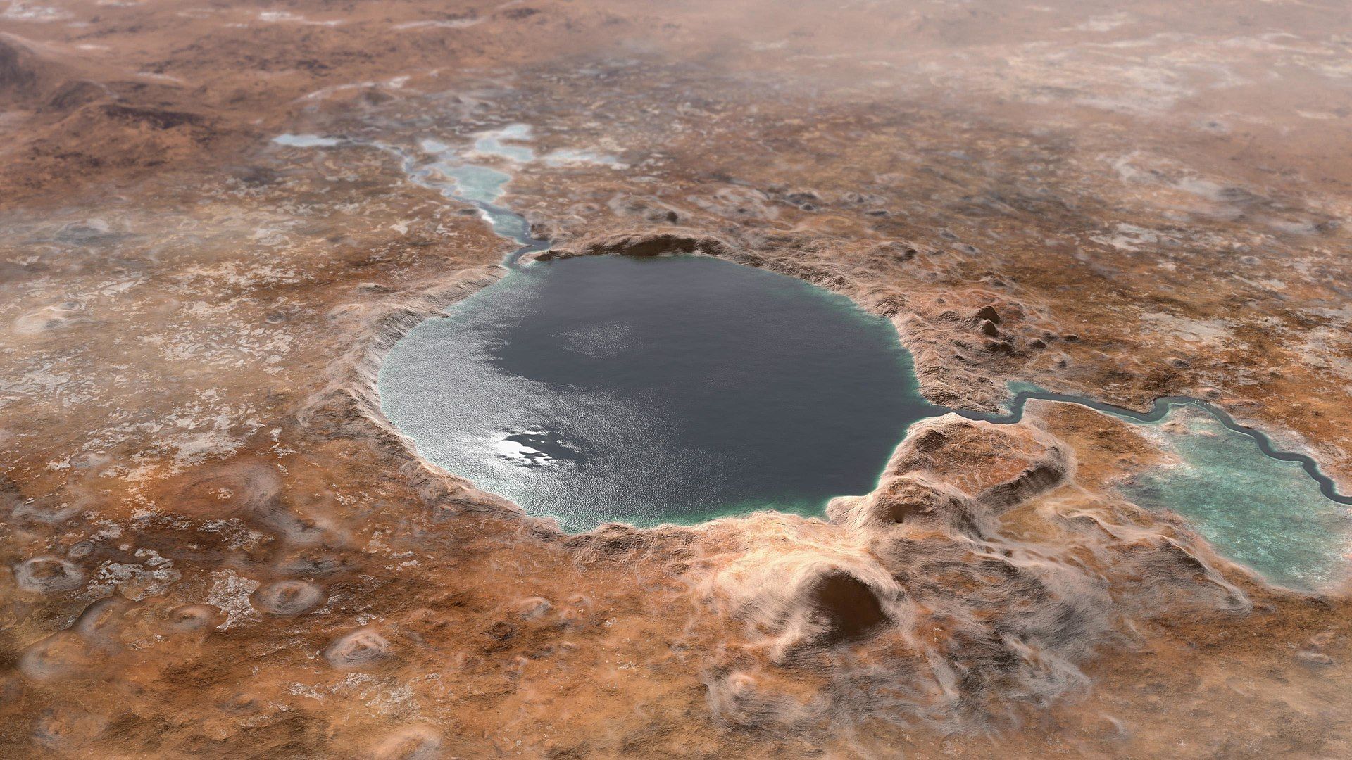 В миналото кратерът Джезеро е бил езеро, пълно с течна вода