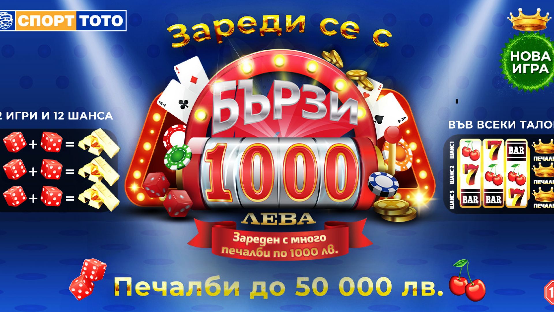 Големи шансове за печалба с новата игра „Бързите 1 000 лева“ на Спорт Тото