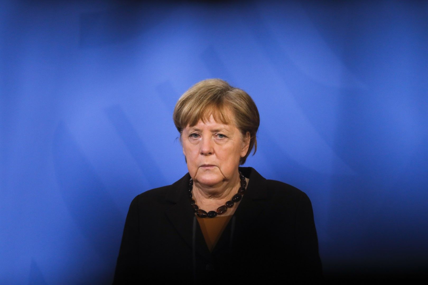 Ангела Меркел, 30 април 2021 г. след среща с премиерите на 16-те провинции на Федералната република. Канцлерът защитава проекта "Северен поток-2" като чисто търговска сделка, разделена от геополитиката