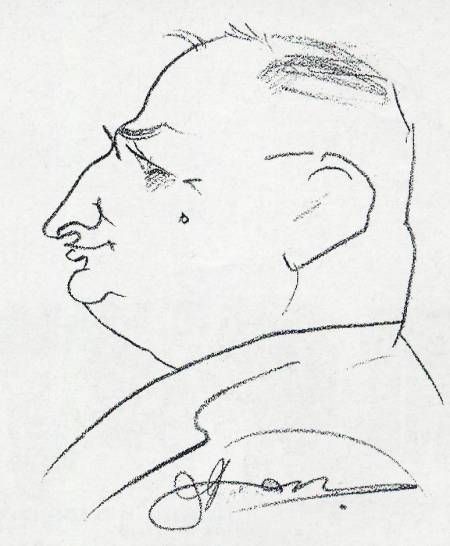 Портрет на проф. Зайков, рисуван от неизвестен художник в кафене "България"