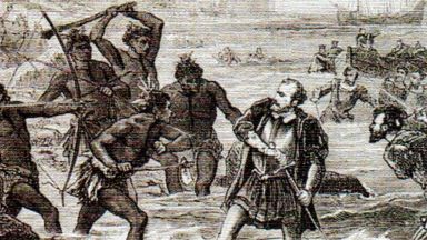 На 27 април 1521 г в битка с местните жители