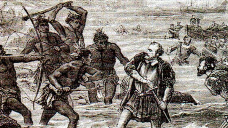 На 27 април 1521 г. в битка с местните жители