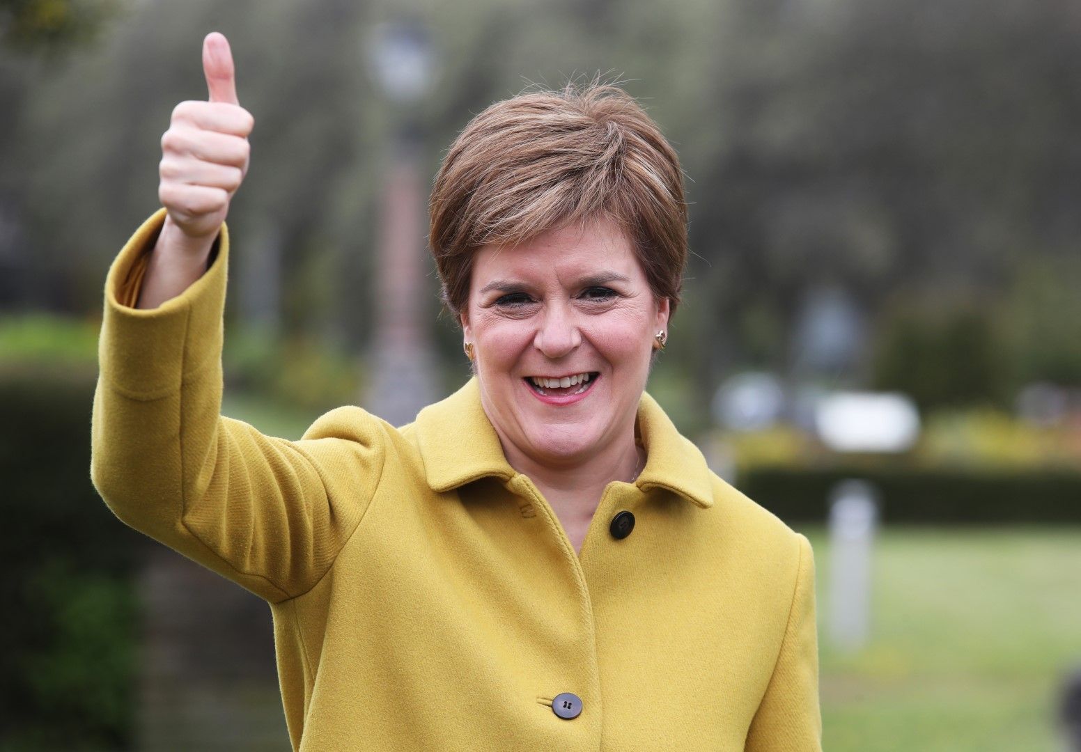 Първият министър на Шотландия и лидер на Шотландската национална партия Никола Стърджън по време на посещение в Северен Ланаркшир, Шотландия