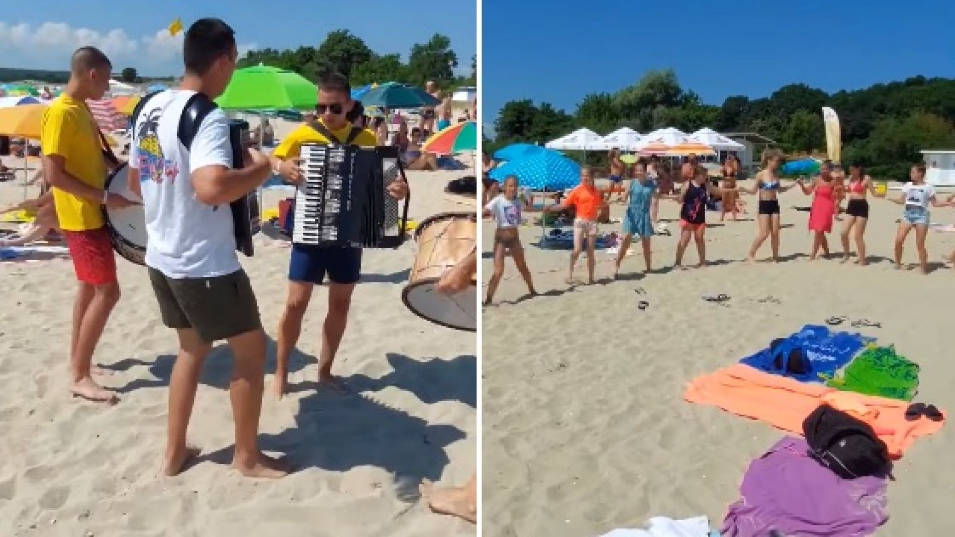 Кръшно хоро на плажа в Приморско стана хит в социалните мрежи (видео)