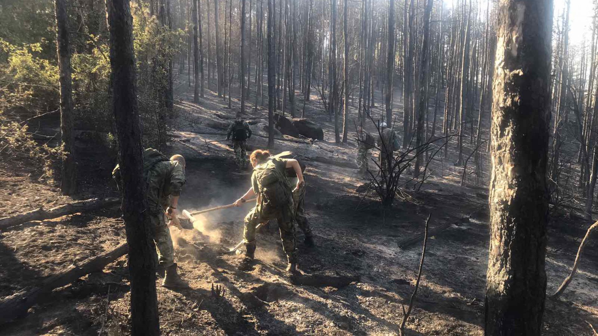 Военнослужещи помагат за потушаването на пожара в района на с. Михилци