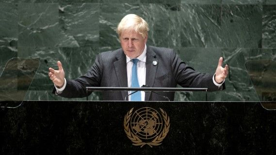 Борис Джонсън говори от трибуната на Общото събрание на ООН на 22 септември