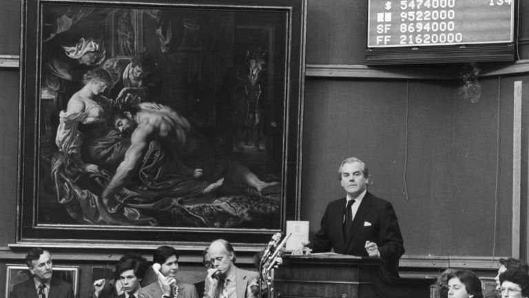 11 юли 1980 г. Картината "Самсон и Далила" от Питър Паул Рубенс се ...