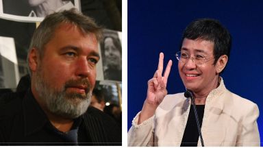 Журналистите от Филипините и Русия Мария Реса и Дмитрий Муратов