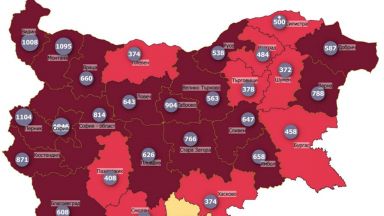 18 области "светят" в тъмночервено на Covid-картата, само Кърджали е в жълто