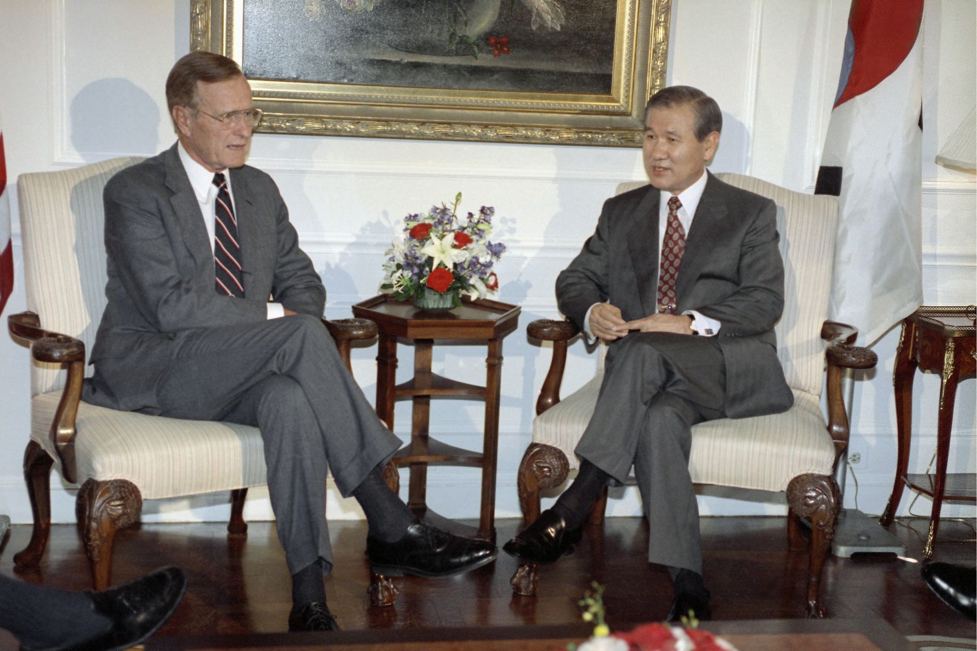 Ро Де-у с американския президент Джордж Буш през 1991 г.