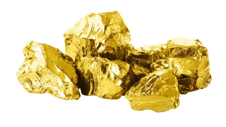 Един от най-големите късове самородно злато от Клондайк, тежащ 9,53