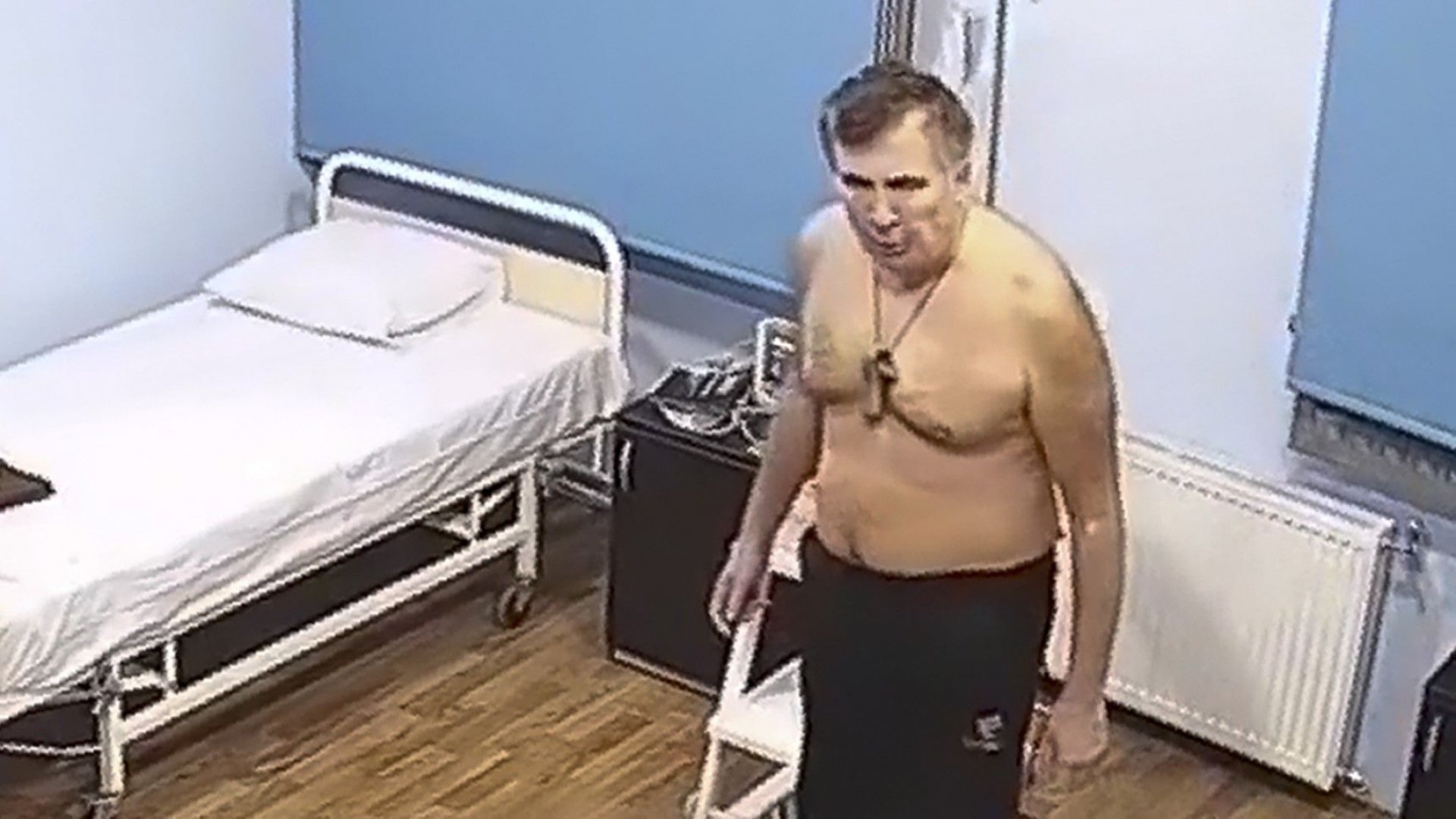  Михаил Саакашвили след прехвърлянето му във военната болница в Гори 