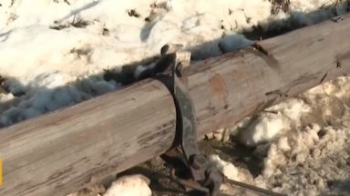 Стълб падна върху движеща се кола и едва не уби