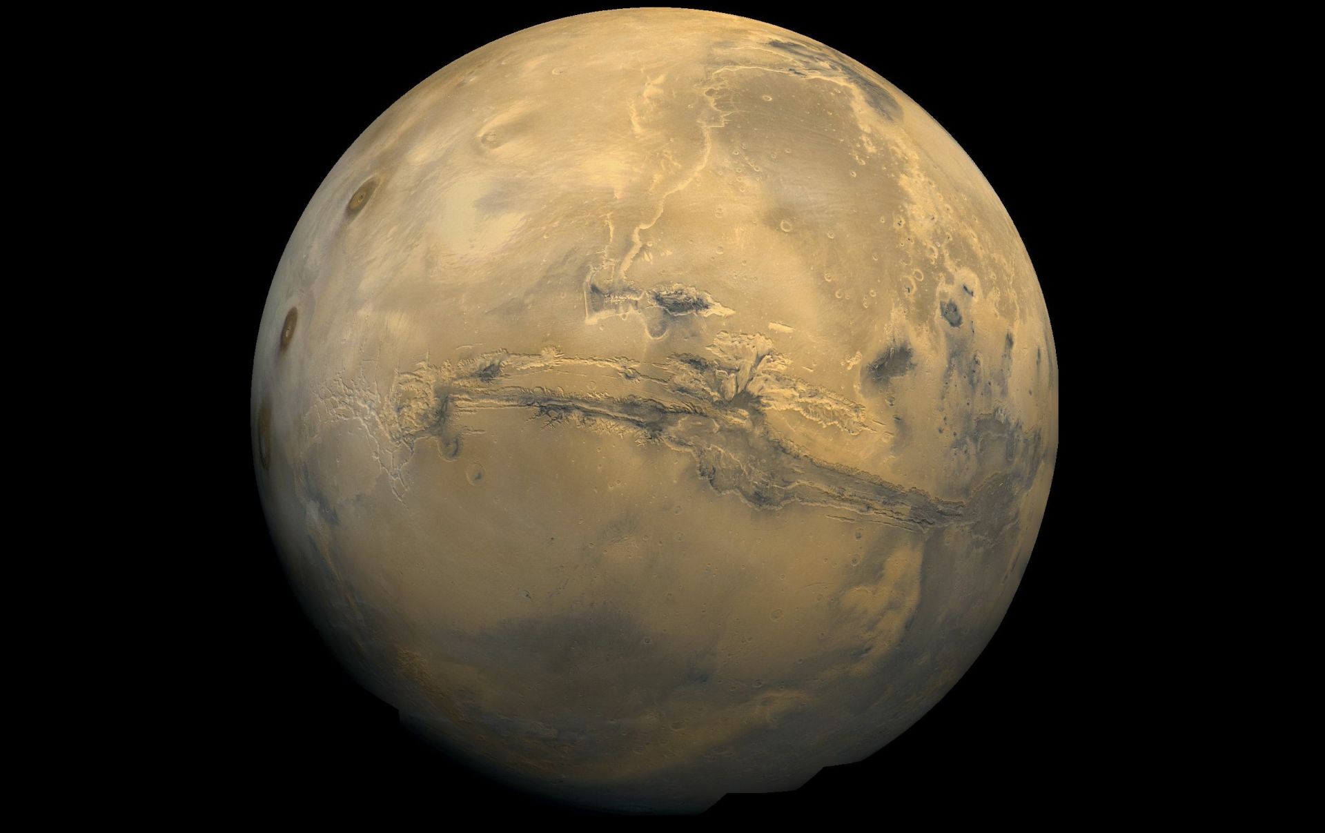Valles Marineris е дългата ивица по екватора на планетата
