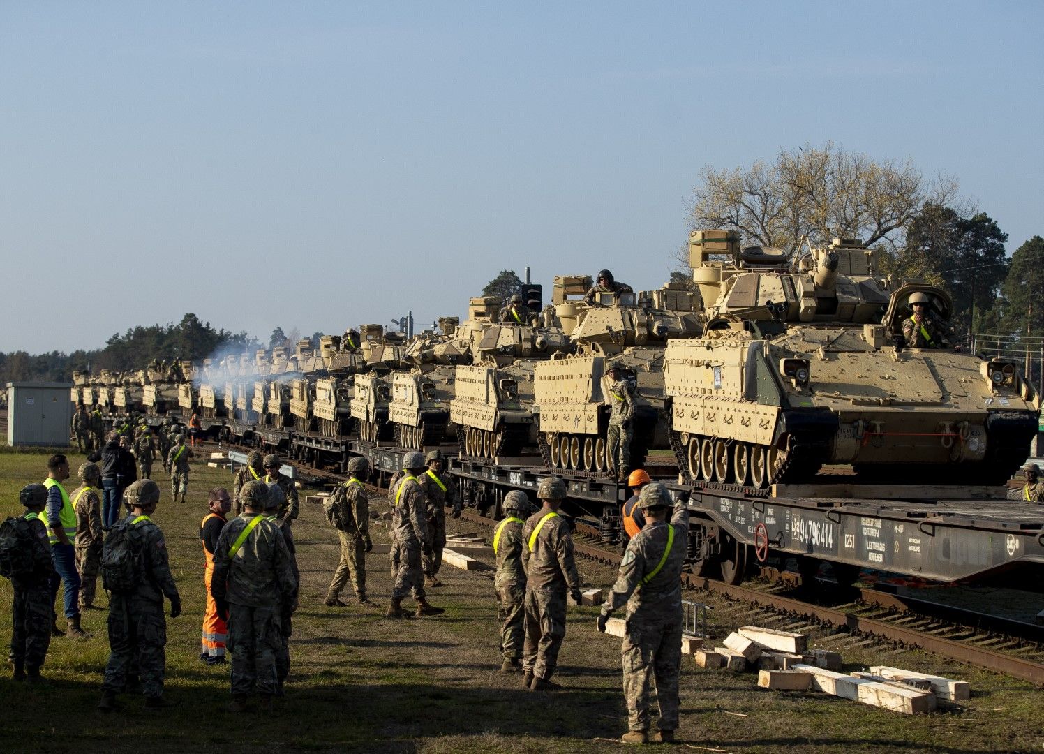 Американски танкове и военни пристигат в Литва, октомври 2019 г.