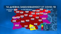 22 са вече областите в тъмночервената зона, пет са в лилавата 