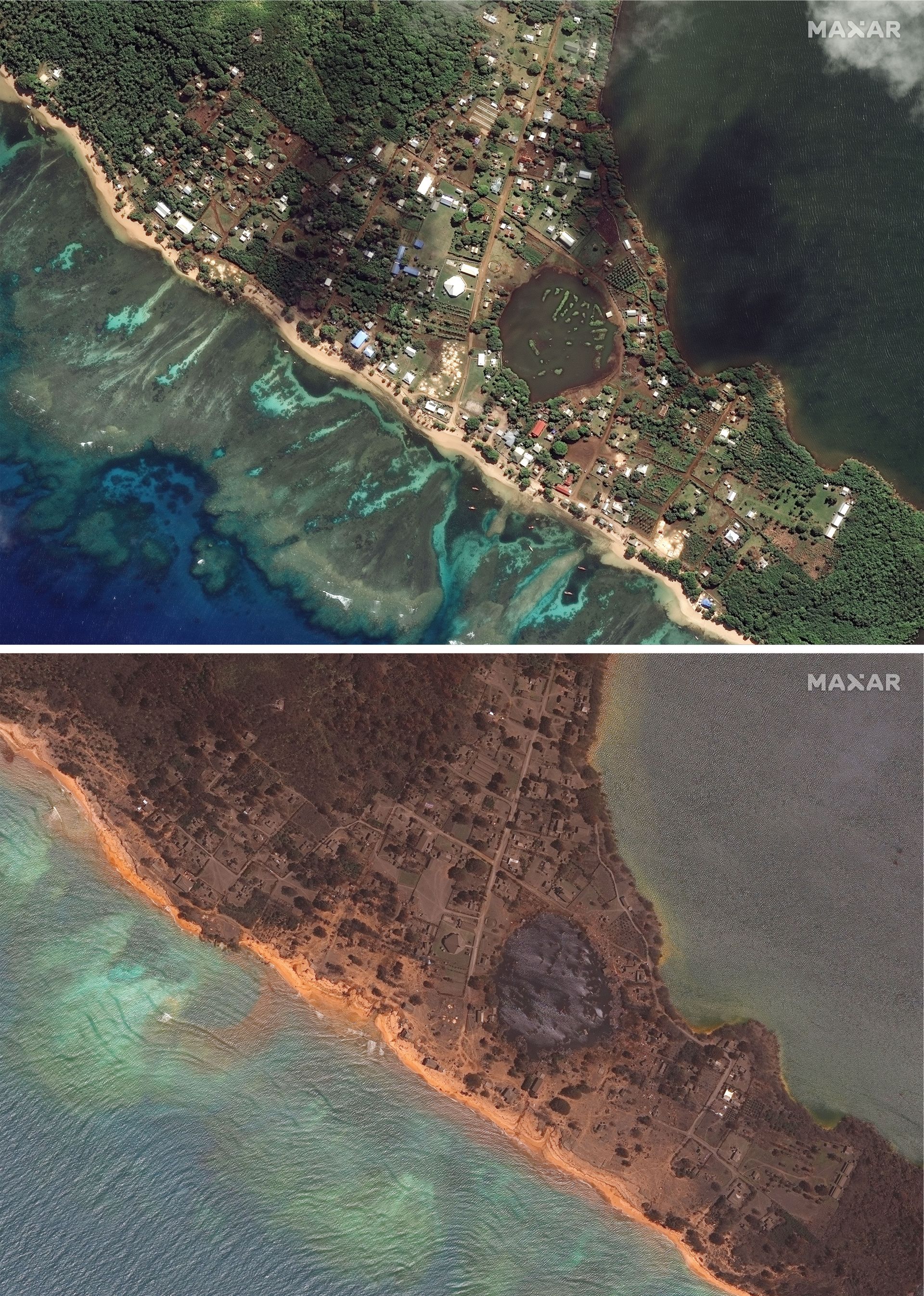 Тонга - преди и след изригването