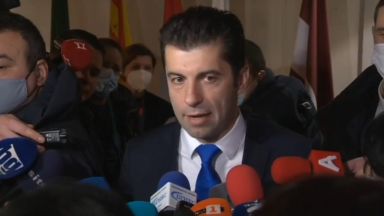 Премиерът Кирил Петков дава изявление пред медиите след като взе
