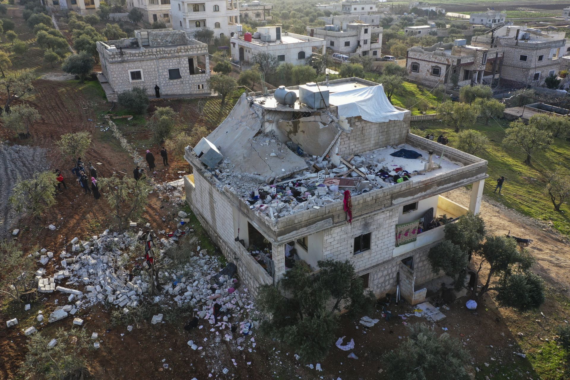 Къщата, по която е бил нанесен  ударът в провинция Идлиб