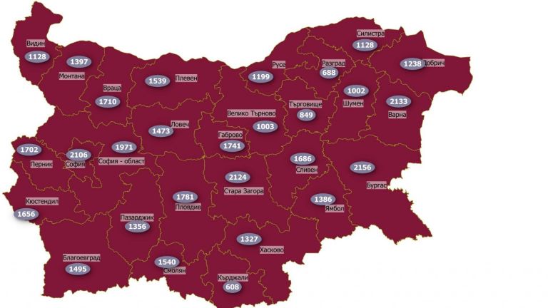 Най-висока заболеваемостта от Covid-19 на двуседмична база е отчетена в