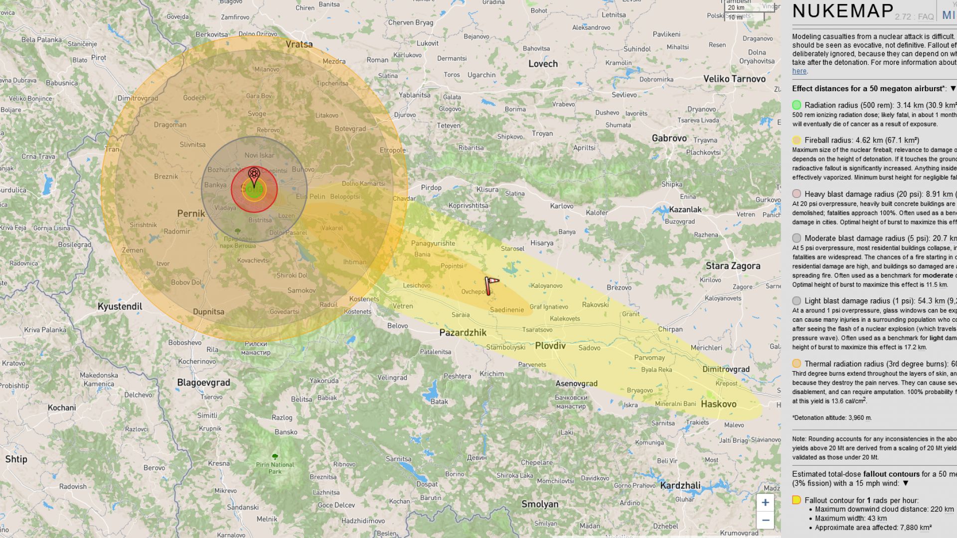 Може ли ядрена бомба да унищожи града ви (карта)