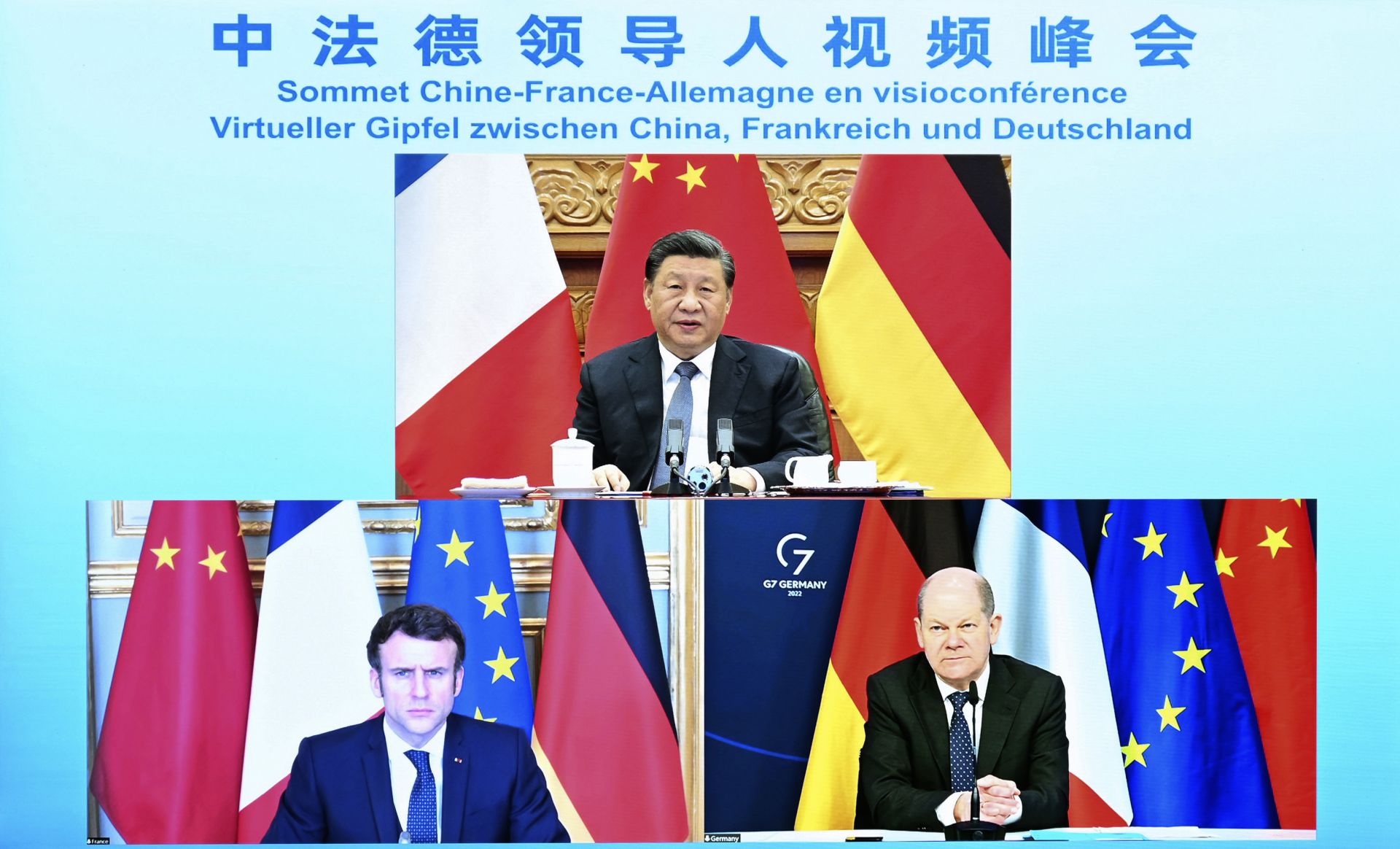 В началото на март 2022 г. европейските лидери Еманюел Макрон - президент на Франция, и Олаф Шолц - канцлер на Германия, разговаряха с председателя на Китайската народна република Си Дзинпин