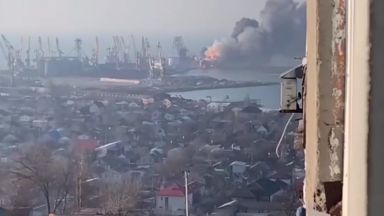 Големият десантен кораб Орск на руския Черноморски флот е бил