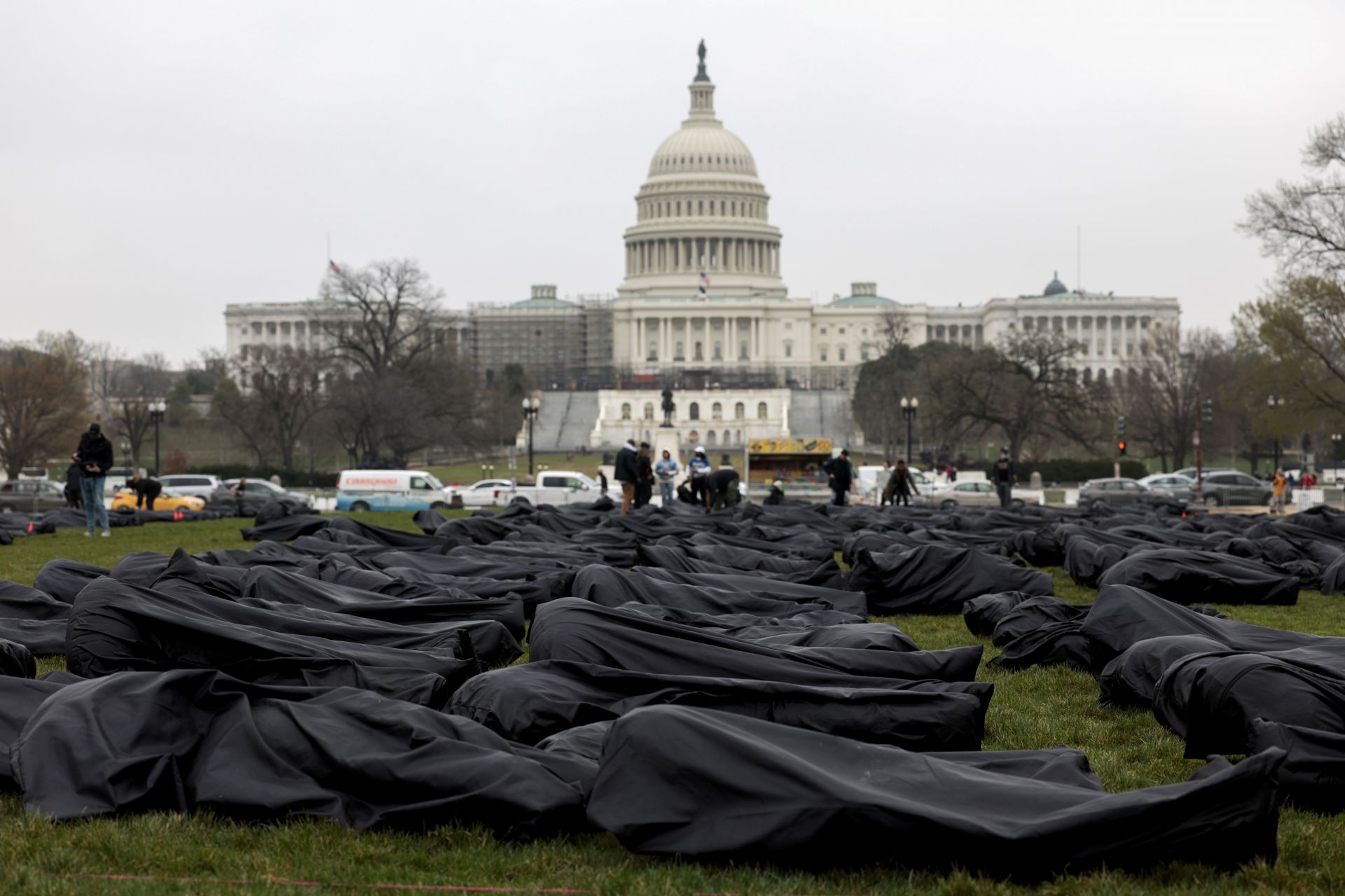 Демонстраци с призив за контрол на оръжията - 1100 чанти за трупове в централен парк във Вашингтон