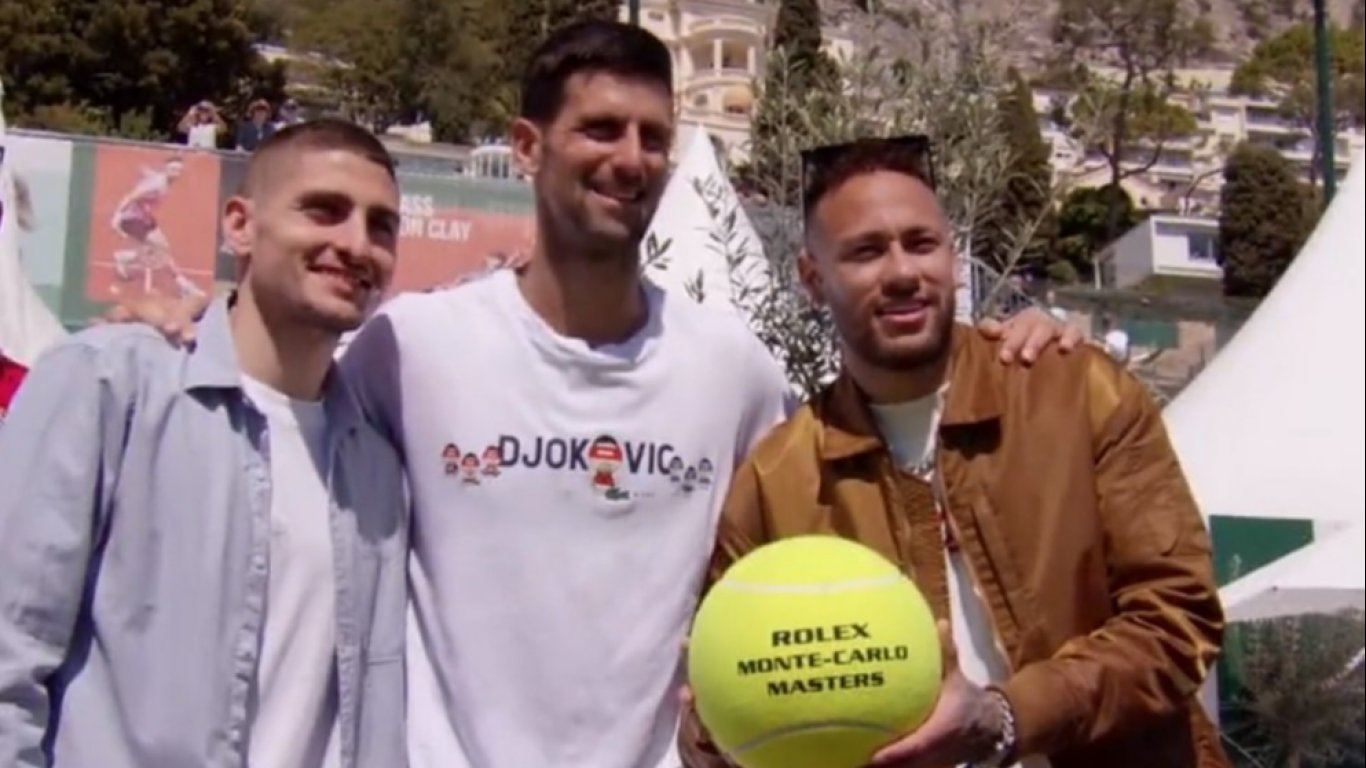 Неймар събра погледите в Монте Карло и поигра футбол с Джокович (видео)