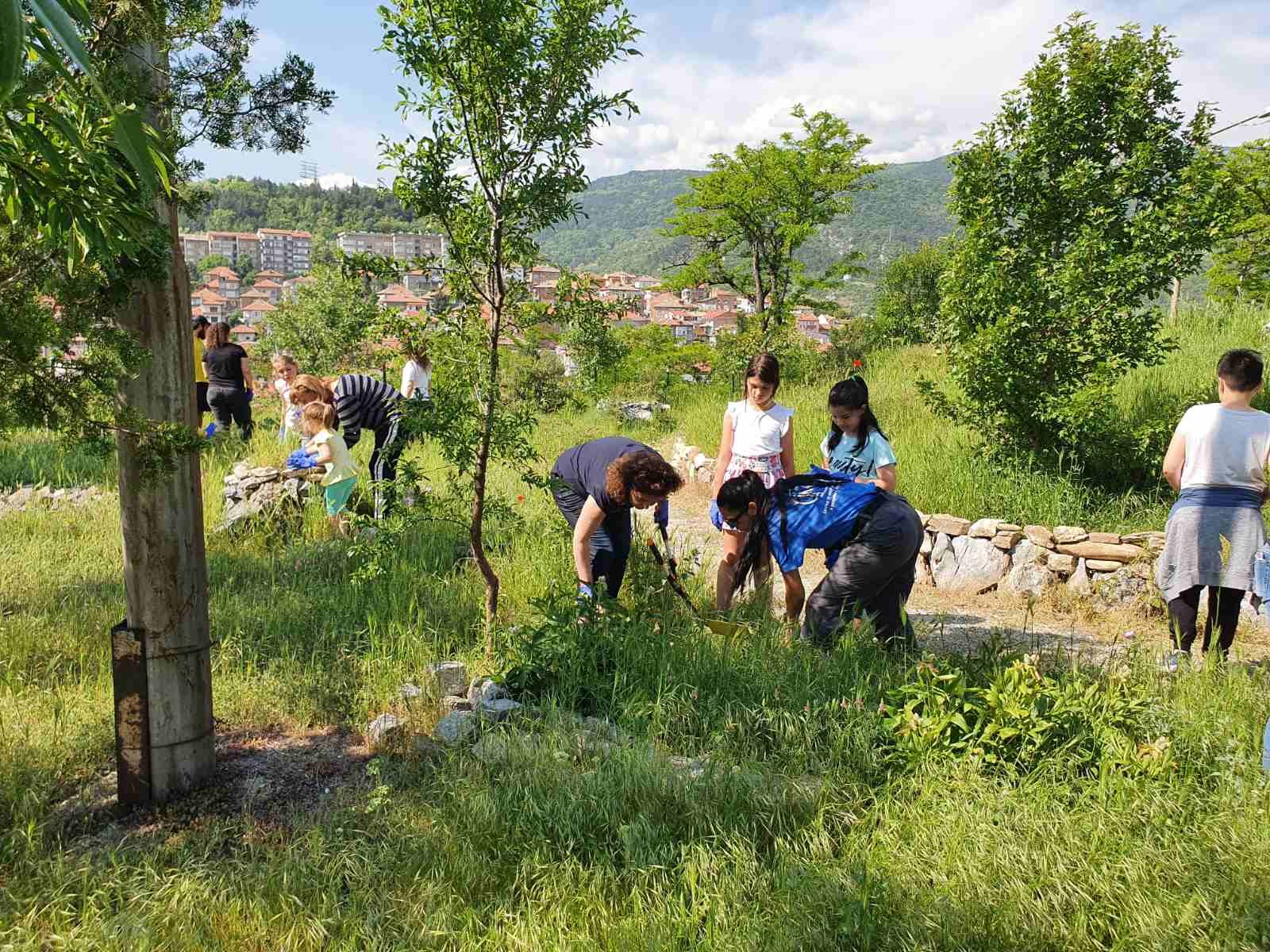 Изграждане на инфраструктура за Ботаническата градина в Асеновград – изграждане на алеи, почистване на тревни площи, подрязване на храси и т.н. В инициативата се включиха 50 колеги от регион Пловдив с техните семейства.
