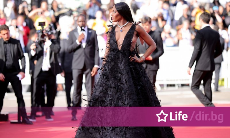 Naomi Campbell stunned Cannes with a dress that lightly covered her breasts