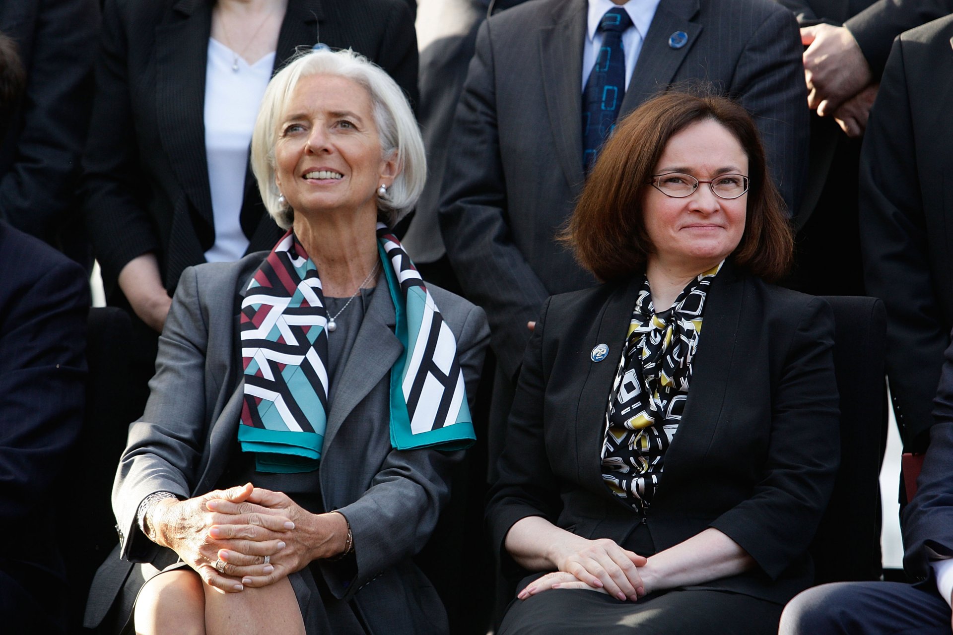 22 февруари 2014 г. в Сидни, Австралия, среща на г-20. Председателят на Руската централна банка Елвира Набиулина и Кристин Лагард, тогава шеф на МВФ