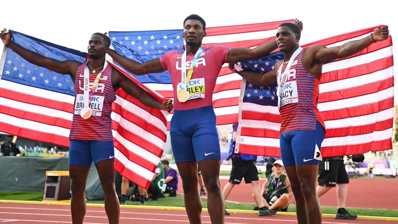 Американска радост в спринта: Трима от САЩ са най-бързите в света
