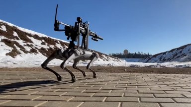 Монтираха автомат на куче-робот (видео)
