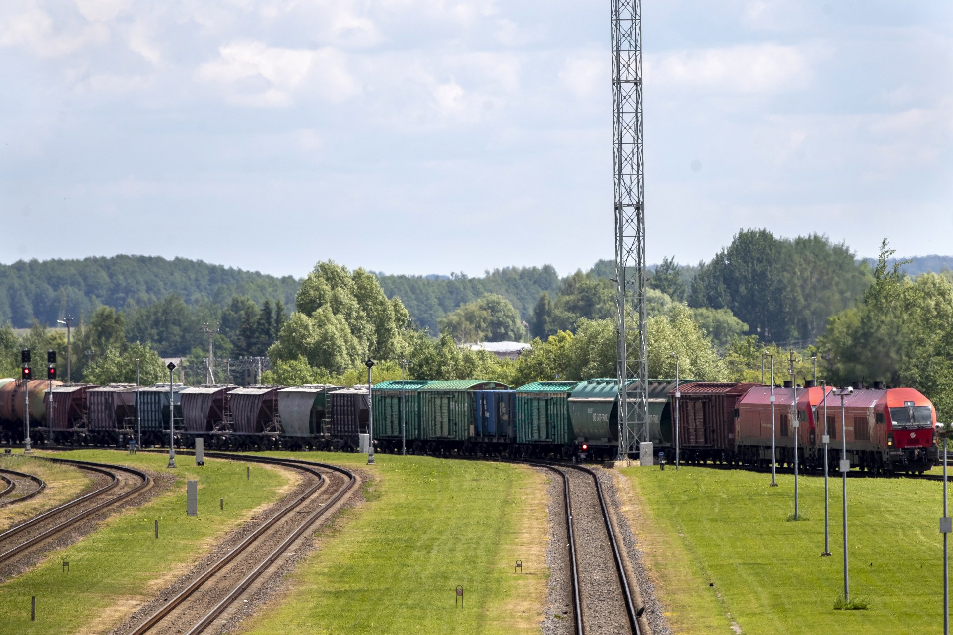 Товарен влак от Литва до Калининград близо до граничната гара Кубартай, на около 200 км западно от Вилнюс, 22 юни 2022 г.